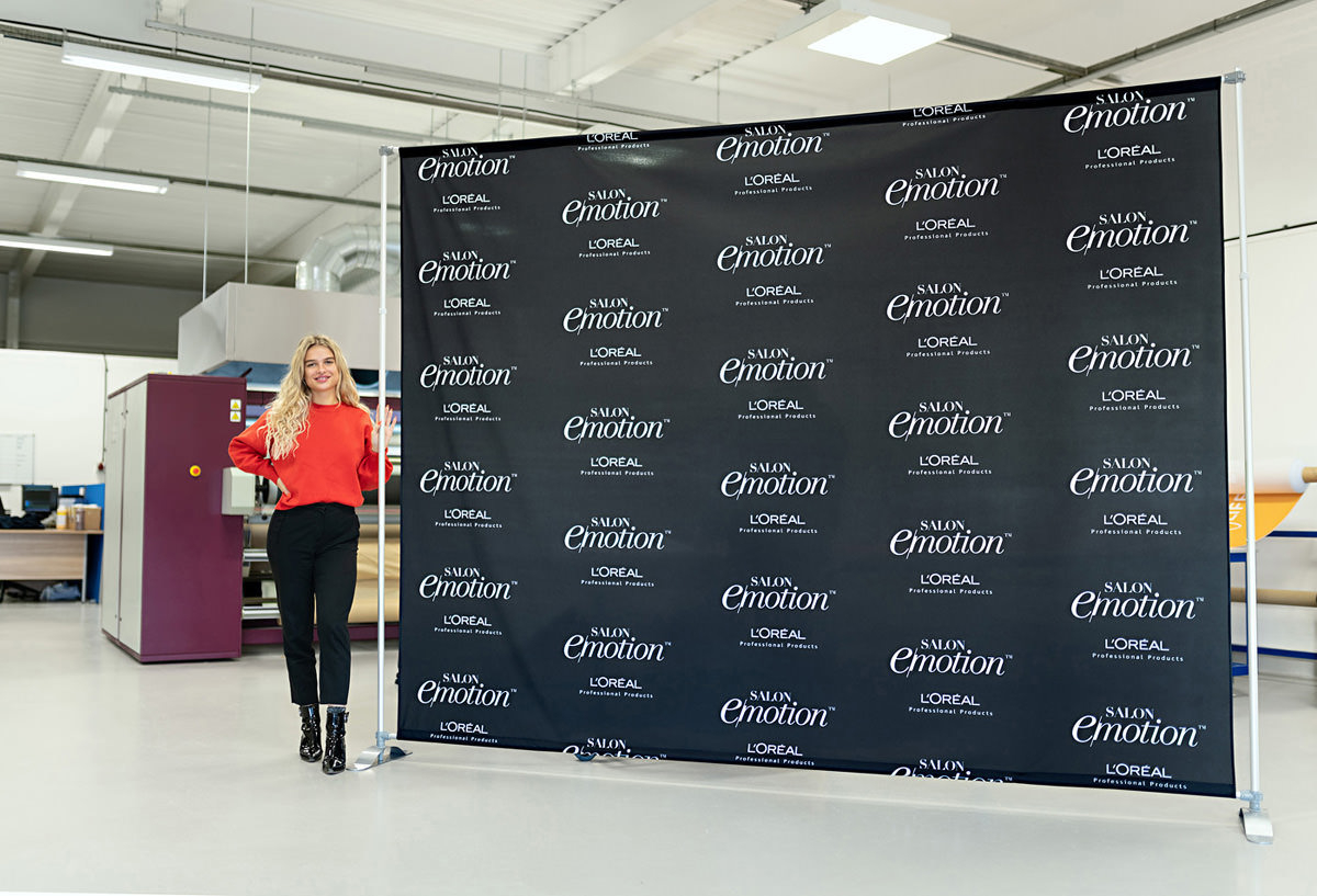 We Make These In-House! Pegasus Tension Fabric Banner is Ideal for Step and Repeat Banners (NOTE: 3m Version Shown)